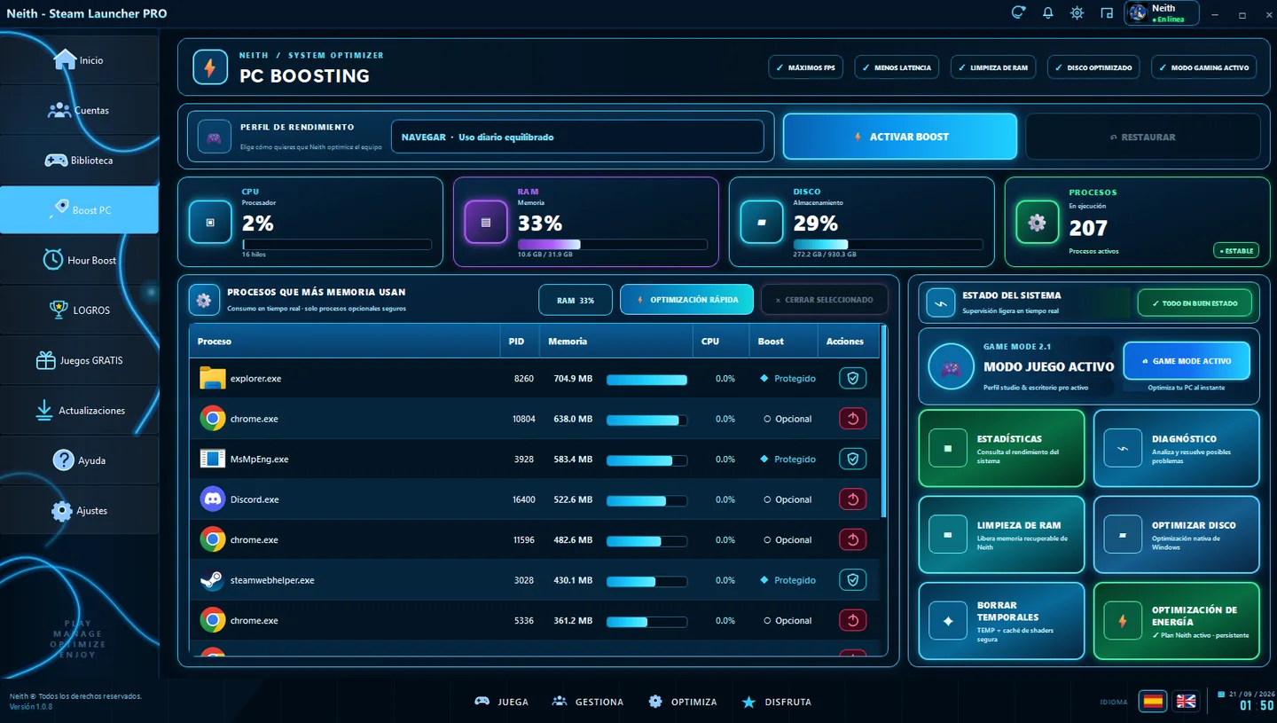 Boost PC de Neith Steam Launcher