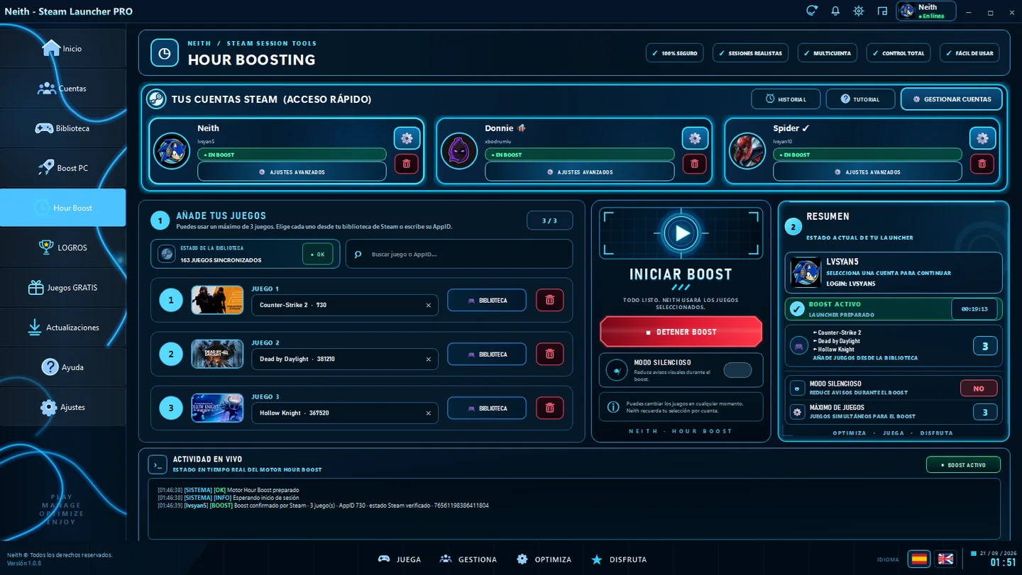 Hour Boost de Neith Steam Launcher